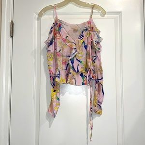 H&M floral wrap blouse | size: 4 | color: pink & multicolor floral